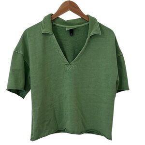 Universal Thread Short Sleeve Collared French Terry Polo T-shirt Green Medium